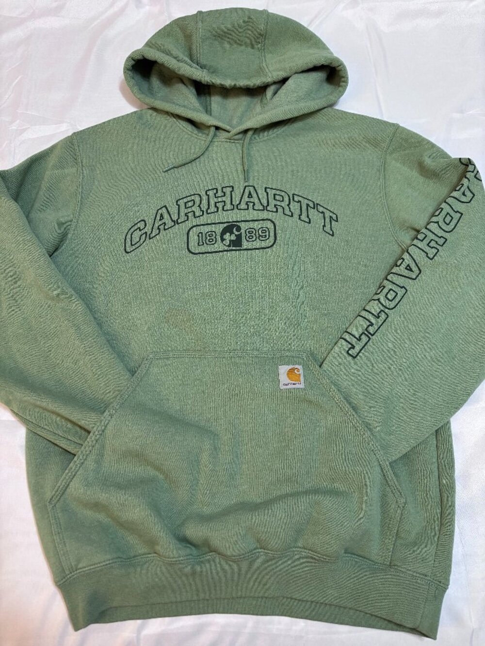 Carhartt 1889 Loose Fit Green Shamrock Graphic Hoodie Men's Small Logo Sleeve